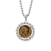 Filary Pendant in Silver with Grapes Coin in Antique Bronze